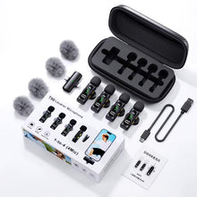 Latest T90 High Quality Portable 2.4G Wireless Lightweight Lavalier Microphone 4 Mic Digital Display Noise Cancelling